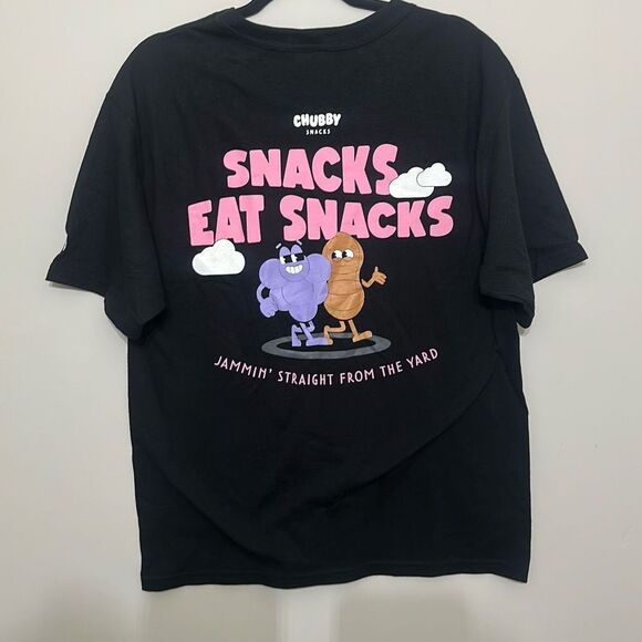Champion Mens Black‎ Chubby Snacks Graphic Short Sleeve Cotton T-Shirt Medium - Picture 1 of 7